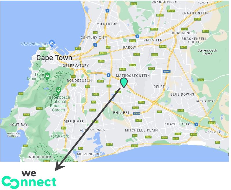 Map of Cape Town showing facility location